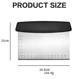 Dough Scraper Cutter with Handle and Measuring Scale for Pizza, Bread, Pastry, Stainless Steel, 15 x 7.5 cm, Silver