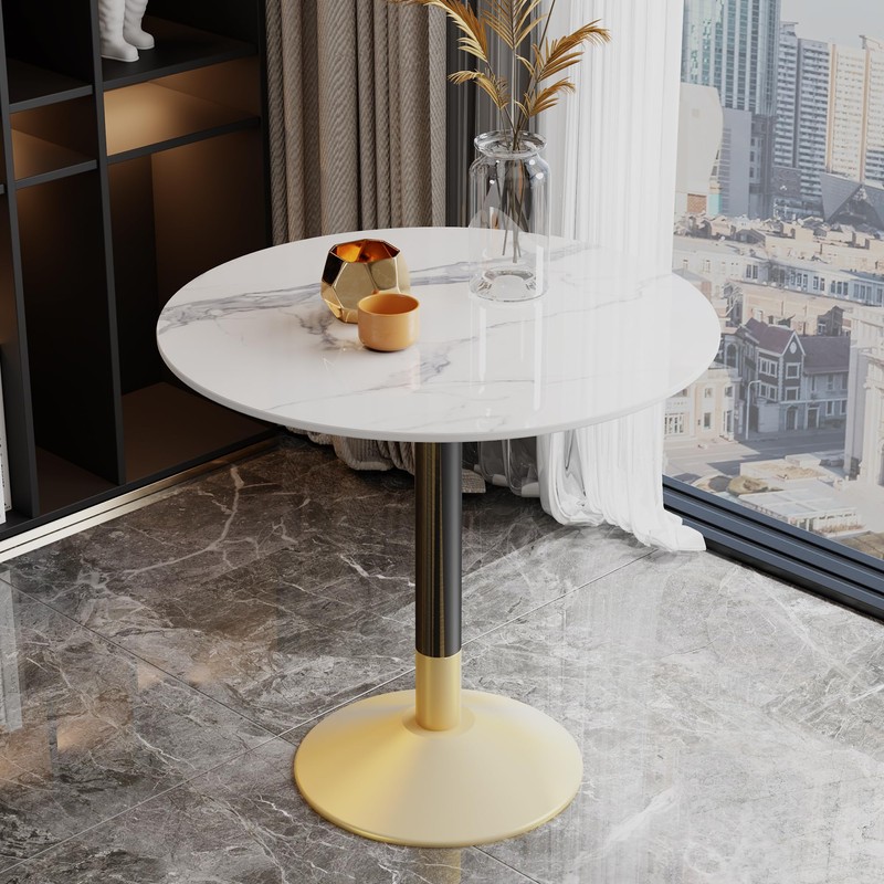 SSTBLEV Round Table Top, 23.6” White Sintered Stone Tabletop, DIY