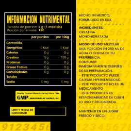 34 Zero Creatina Monohidratada 750g 150 Servicios Sabores Limón