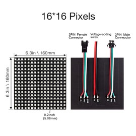 SVFISHKK WS2812B RGB LED Digital Individually Addressable Panel Light LED Module Matrix Screen DC5V Controllers Image Video Text Display (2pcs 16x16 Pixels)