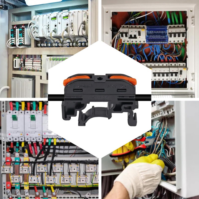 20PACK DIN Rail Terminal Blocks, Compact Wire Conductor Wiring Connectors