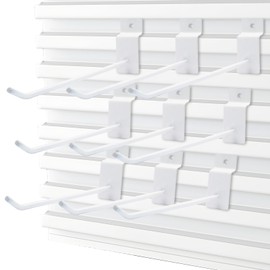 Jersvimc 60Pcs White Slatwall Hooks - 4 Inch(35Pcs) & 6 Inch(25Pcs) Panel Hooks, Metal Display Hooks Wall Hanging Hook Heavy Duty Slatwall Accessories Hanger for Retail Garage