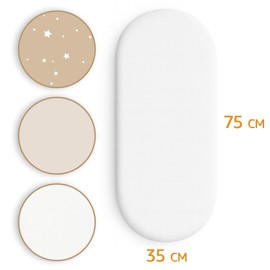 Fitted Sheet Pram Baby Fitted Sheets Set of 3: 75 x 35 cm - 2 x Flat Sheet + 1 x Waterproof Mattress Protector - Baby Cot Accessories for Cot Bed Side Cot Bassinet