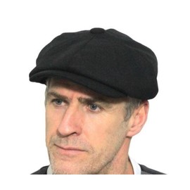 London Design Men's Newsboy Cap Baker Boy Gatsby Felt Wool Black Size 56-57cm