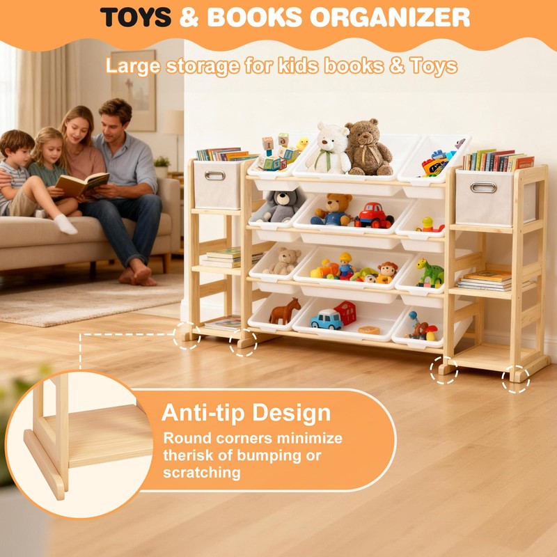 MICZG Extra Large Toy Storage Organizer for Kids - 3-in-1