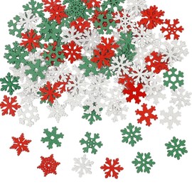 WANYI Pack of 100 Christmas Decoration Snowflakes Decorative Wooden Confetti Christmas Winter Decoration Table Decoration Christmas Confetti Small Snowflake for DIY Crafts New Year Christmas Tree