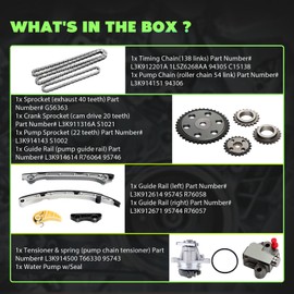 SCITOO Engine Timing Chain Kit with Water Pump - L3K9-11-316 L3K9-14-143 AW4126 Fit For 2004-2013 for Mazda 3 2.3L 2003-2007 for Mazda 6 2.3L 2007-2012 for Mazda CX-7 2.3L 2010 for Mazda CX-7 2.5L