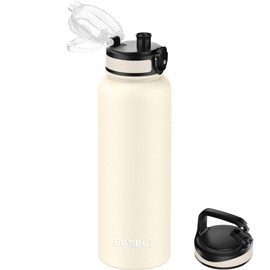 GOPPUS 1200ML/40OZ Stainless Steel Water Bottle 1.2 Litre Metal Vacuum Flask for Travel Double Walled Bottle Leakproof Coffee Flask for Outdoor Large Bottle with Wide Mouth Sport Flask Keep Hot/Cold