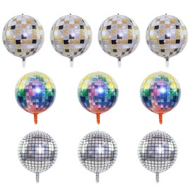 Pack of 10 Reflective Balloons, 22 Inch 4D Multicoloured Balloons, Party Birthday Disco Themed Atmosphere Decoration, Event Party Decoration