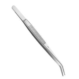 1 Pcs Stainless Steel Tweezers,Multipurpose Stainless Steel Tweezers,Universal Bent Tip Tweezers,Sewing Machine Tweezers for Daily Garden Tool(with Curved Pointed Serrated Tip)