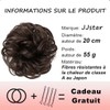 JJstar Dutt, Haarteil, groß, lockig, gewellt, Haargummi, Naturhaar, falsch, elastisch,
