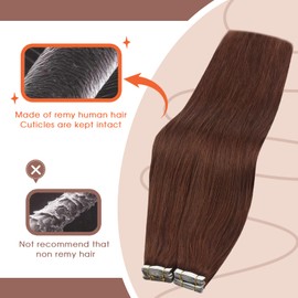 Sunny Hair Auburn Brown Tape in Hair Extensions Auburn Human Hair Tape in Extensions Red Auburn Hair Extensions Tape in Human Hair 30G Tape in Human Hair Extensions Brown Short Hair 20pcs 12inch