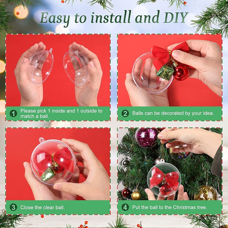 5cm 20pcs Christmas Baubles Clear Fillable Christmas Ball Xmas Decor