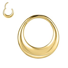 ZS 16G Segment Septum Nose Rings for Women Men, 8mm 10mm Stainless Steel Clicker Cartilage Earrings Hoop Teardrop Rook Helix Piercing Jewellry (Gold-8mm)