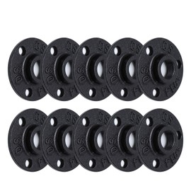 Antirust Black Painted Floor Flange, Home TZH Malleable iron Pipe Fittings for Industrial vintage style, Flanges with Threaded Hole for DIY Project/Furniture/Shelving Decoration (10, 1/2")