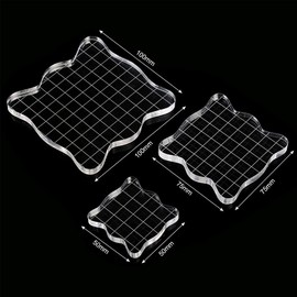 3 Pieces Grid Blocks Tools Stamp Blocks Acrylic Clear Stamping Blocks Tools with Grid and Grip, Decorative Stamp Blocks for DIY Crafts Ornaments Scrapbooking