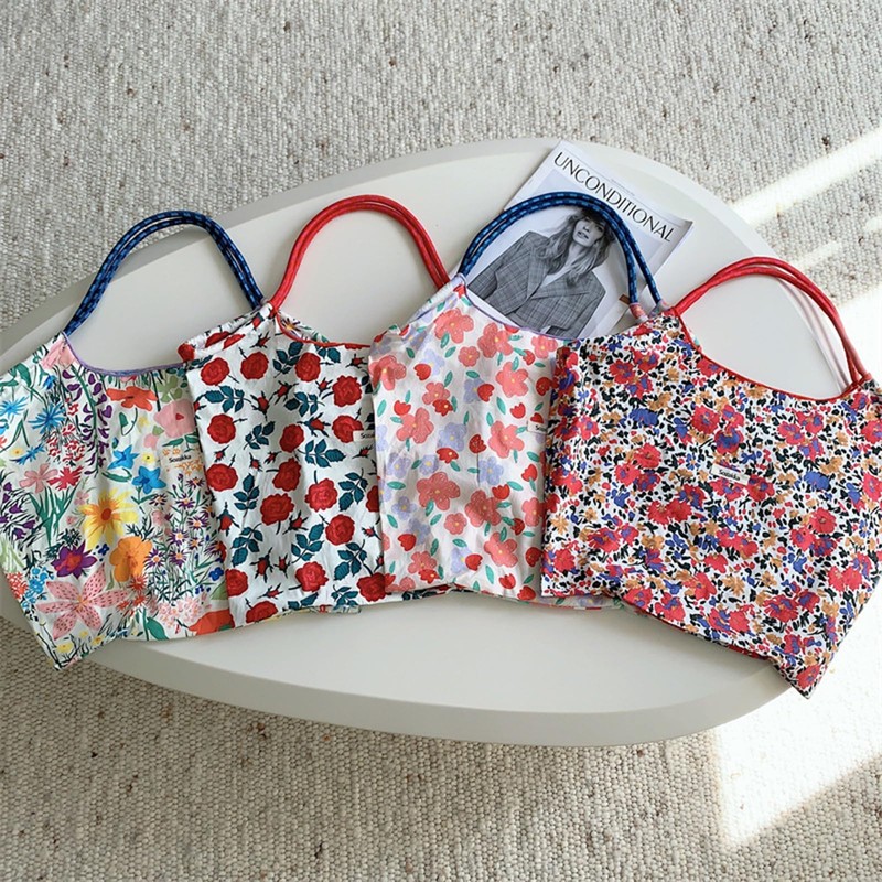 Women's Tote Bag, Handbag, Shoulder Bag, Folding, Drawstring Bag, Floral