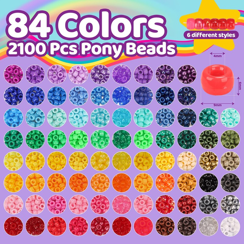 Pizooro 5 Boxes Pony Beads Bracelet Making Kit,3700 Pcs Kandi