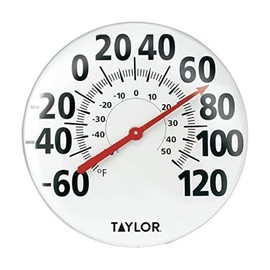 Taylor - Termómetro de pared de metal extragrande para interiores y exteriores, números fáciles de leer para patio, piscina y zonas interiores, 18... 