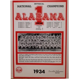ALABAMA football 1934 National Champion poster Bear Bryant player on team