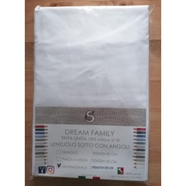 PAGO POCO Double Bed Fitted Sheet Plain XXL 180 x 210 + 30 cm 100% Cotton (White)