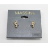 Massini New Massinni Gold Feather Pave Earrings nwt #E1281