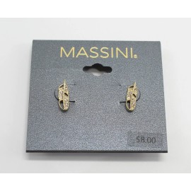 Massini New Massinni Gold Feather Pave Earrings nwt #E1281
