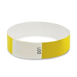 Disposable Wristbands Event Serial Numbers Numbering Synthetic Paper with Numbers 19mm (Yellow, Set of 500)