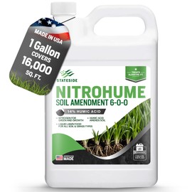 1 Gallon Liquid Lawn Fertilizer - Covers 16,000 sq. ft., NitroHume Nitrogen Liquid Fertilizer for Lawns, Humic for Healthy Soil - Ideal Grass Food for Lawn, Plant Food for Grass Greener Growth