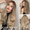 LUFFLOK Long Wave Ombre Brown to Blonde Wigs for Women,