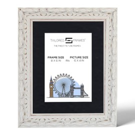 Tailored Frames Vienna White 8" X 6" Frame for 6" X 4" Picture | Rustic Style Vintage Single Picture Frame | Table Top & Wall Hanging Type | Photo Frame with Antique Mount