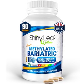Shiny Leaf Methylated Bariatric Multivitamin with Iron 45mg – Once Daily Capsule, Made in USA, ASMBS Compliant Bariatric Vitamins for Gastric Bypass & Gastric Sleeve, for Men & Women – (90 Count)