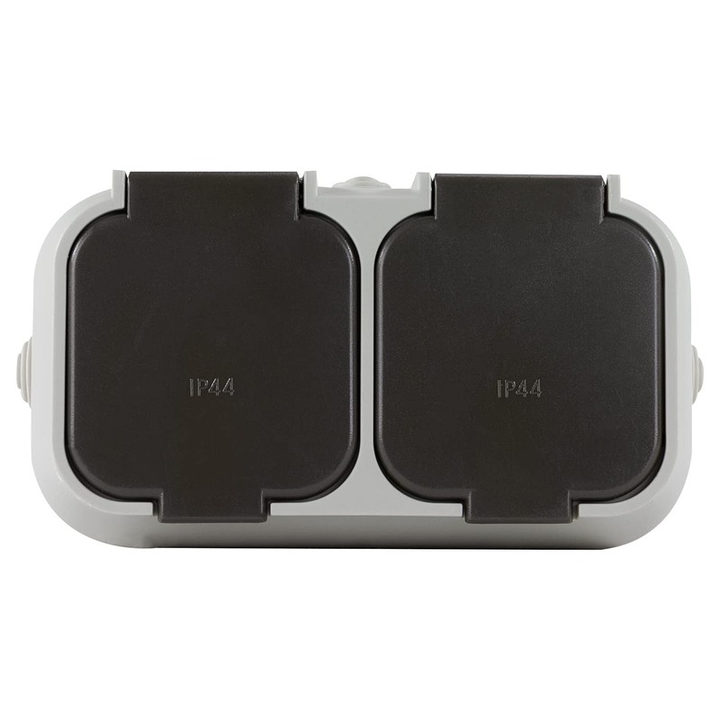 REV Ritter 0510226777 Standard Double G Socket IP44 Grey
