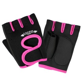 LMS Data Fingerless Gym Gloves, Weight lifting Gloves, Anti-Slip, Breathable, Exercise, for Men and Women Fitness, Cycling, Bodybuilding, Workout, Gym Gloves, Pink Small