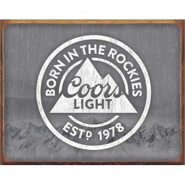 Desperate Enterprises Coors Light - Born In The Rockies Tin Sign - Nostalgic Vintage Metal Wall Décor - Made in USA