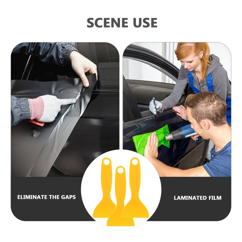 TEHAUX 25pcs Plastic Scraper, Portable Yellow Plastic Putty, Car Film