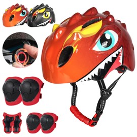 QianMu Casco de Bicicleta con Biseño de Tiburón, Diseñado para Niños y Niñas de 3 a 8 años,con Cinta Reflectante, Casco de Bicicleta para Niños,Apto para Monopatín, Ciclismo y Otros Deportes