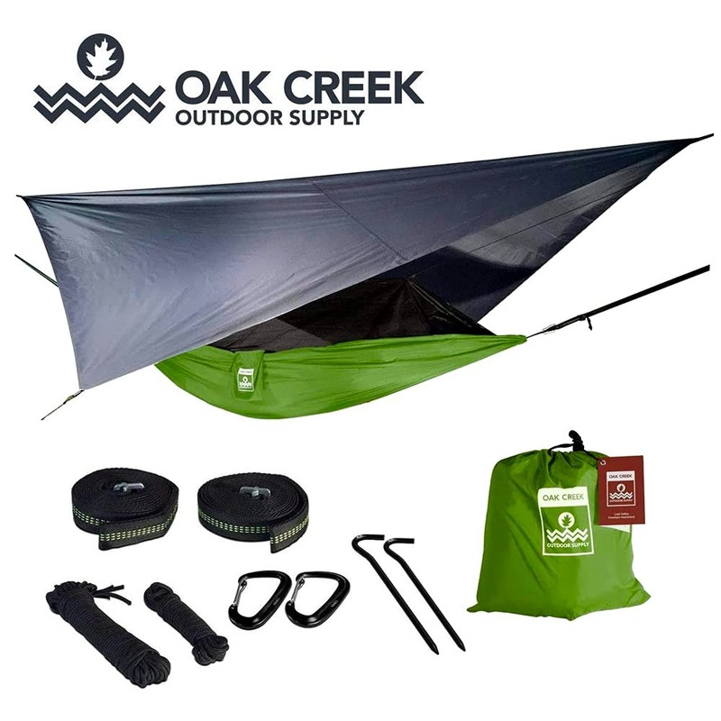 Oak Creek Camping Hammock and Accessories. Complete Package with Mosquito