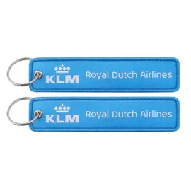 KLM Royal Dutch Airlines Netherlands Holland Amsterdam Crown Flag Carrier Aircraft Air Airplane Flight Keychain Key Tag Chain Fob Ring, Mixed, 5.1 x 1.2 inches