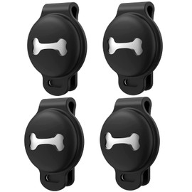 tooloflife Dog Collar Cover for AirTag, Scratch Resistant Holder for AirTags, Pet Collar, Protective Cover for Dogs and Cats, Pet Collar, Tracker Cover, AirTag Case, 4 Pack Black