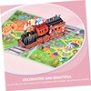 TEHAUX 1set Train Birthday Greeting Card Creative Handmade -up Card