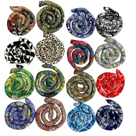 2 pcs Handmade Spiral Lock Hair Tie Bendable Loc Tie Dreadlock Accessory Hair Bands Embedded Ponytail Holders Dreadlock Hair Tie Spiral for Women and Men Thick Curly Hair (Blue & Pink Pattern)