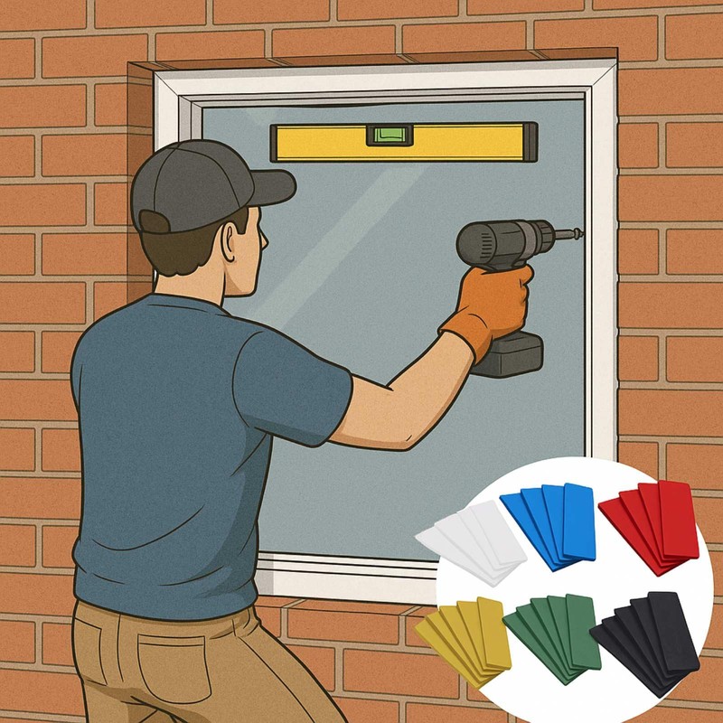 SKIR'CO 1-6 mm Plastic Flat Shims, Glazing Packers, Frame Spacers,