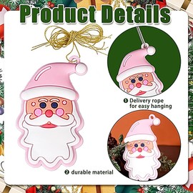 12pcs Christmas Pink Hanging Ornaments Christmas Tree Decorations Cute Santa Claus Snowflake Wreath Nutcracker Design Christmas Tree Ornaments for Home Holiday Party Decoration Supplies 3 Inch Tall