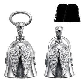 HEYOMI Pack of 2 Bell Motorcycle Guardian Bell Original Bell Motorcyclist Keyring Motorcycle Lucky Charm Guardian Angel with Hanging Ring for Electric Cars, Motorcycles, Bicycles etc.