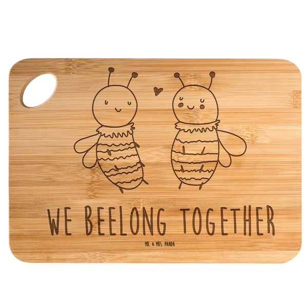 Mr. & Mrs. Panda Bamboo Chopping Board Bee in Love – Gift, Bumblebee, Dulcimer Board, Kitchen Board, Breakfast Board, Wasp, Wooden Board