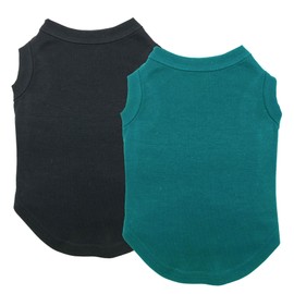 Chol&Vivi Dog Clothes, 2pcs Soft Breathable Cotton T-Shirts, XL Size, Black and Dark Green