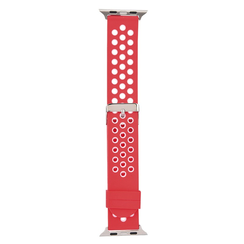 Durable Silicone Watch Strap Replacement Wristband for Watch(Red White)