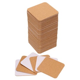 uxcell 80pcs Self Adhesive Cork Coasters 3.5"x 3.5"x 0.08" Cork Mats Cork Tiles Cork Backing Sheets Mini Wall Cork Board for Coasters and DIY Crafts, Square Rounded Corner