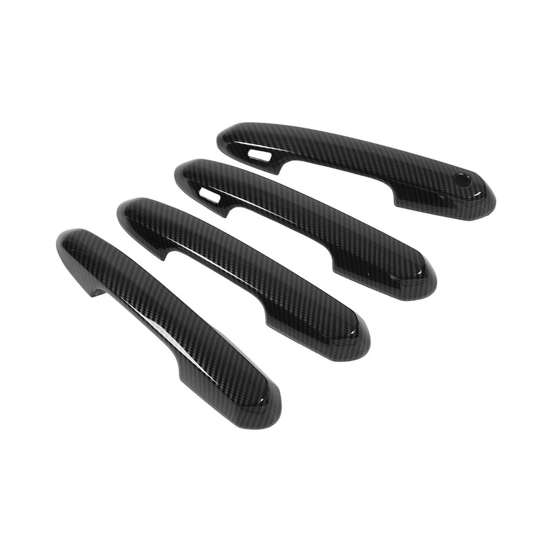 4pcs Gloss Black Carbon Fiber Style Exterior Door Handle Cover